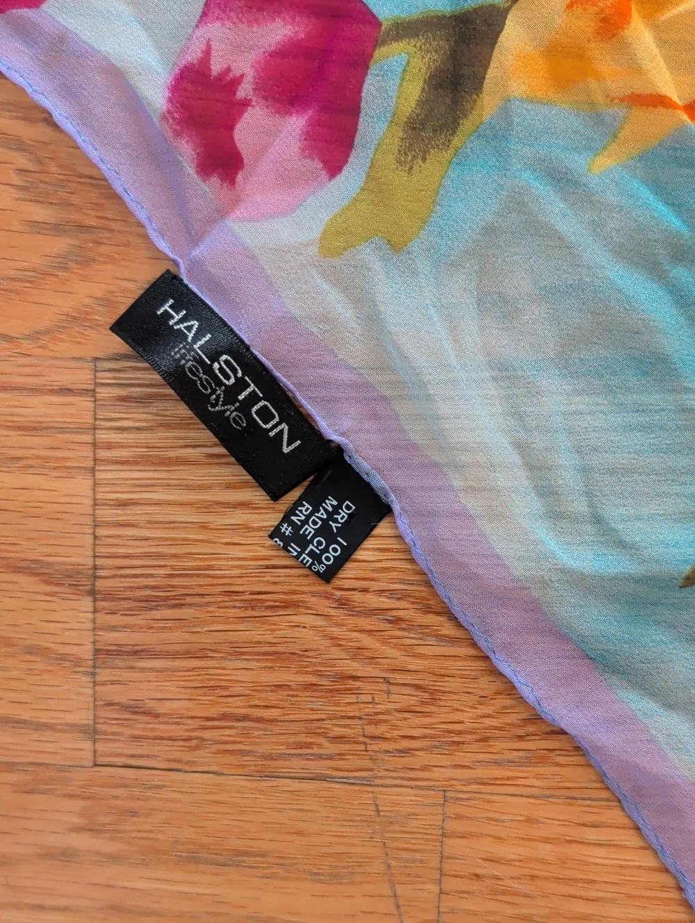 Halston Heritage Floral Silk Scarf in Pink, Turquoise & Yellow